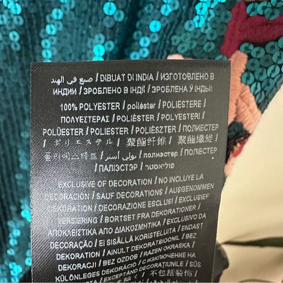 New Guess Green Sequined Bodycon Mini Dress With Floral Details Size S - Picture 8 of 8